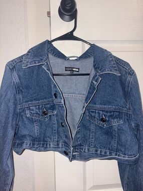 Fashion Nova Blue Cropped Denim Jacket